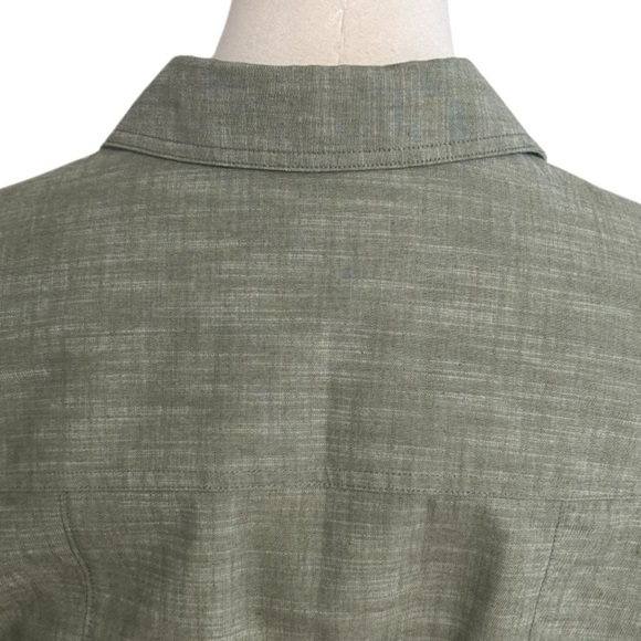 SHARAGANO Olive Green Belted Cargo Midi Dress Size 10 Work Casual‎ Vacation Gold - Picture 7 of 11